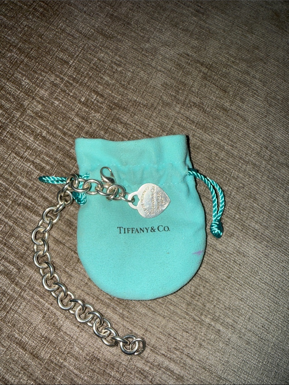 Tiffany & Co. Silver Link Bracelet with Signature Tiffany Blue Pouch